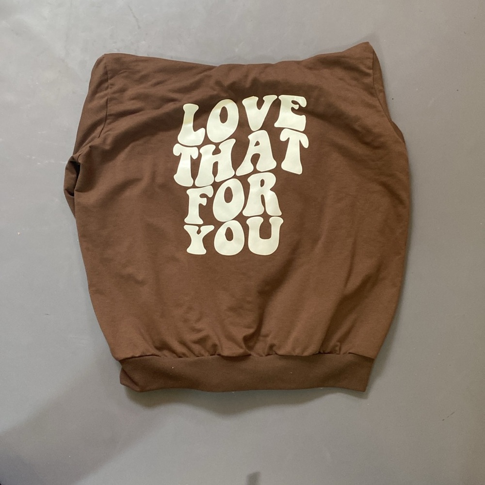 “love that for you” simple brown hoodie
